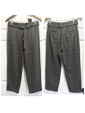 Aritzia Wilfred Jallade Tie Front Plaid Pants Wool Cashmere Blend Trousers Sz 8